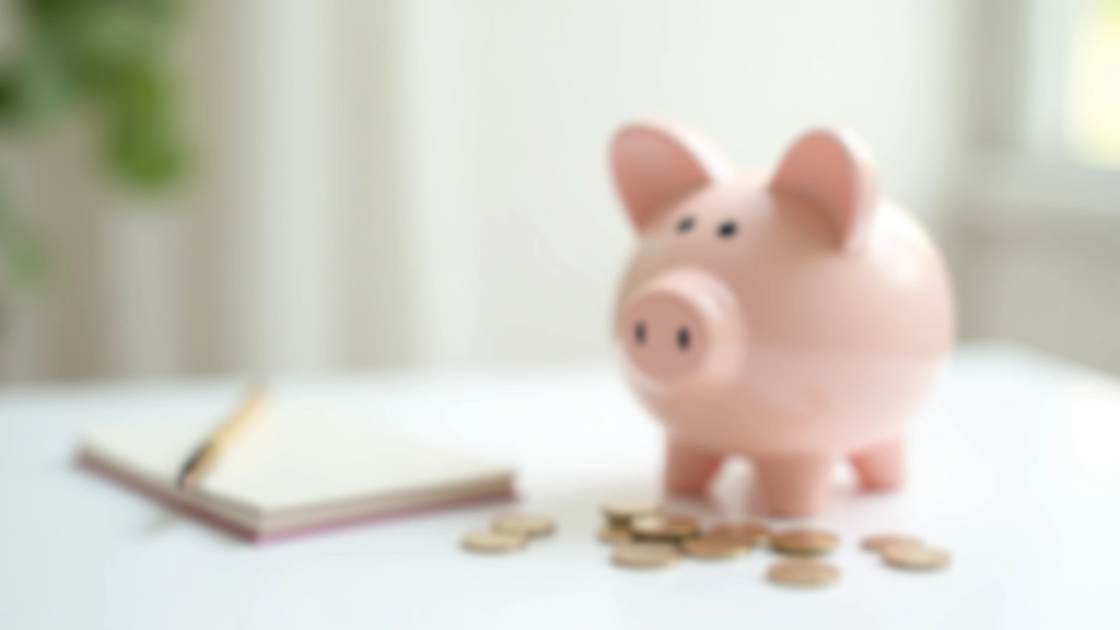 Tirelire cochon avec pièces de monnaie dispersées