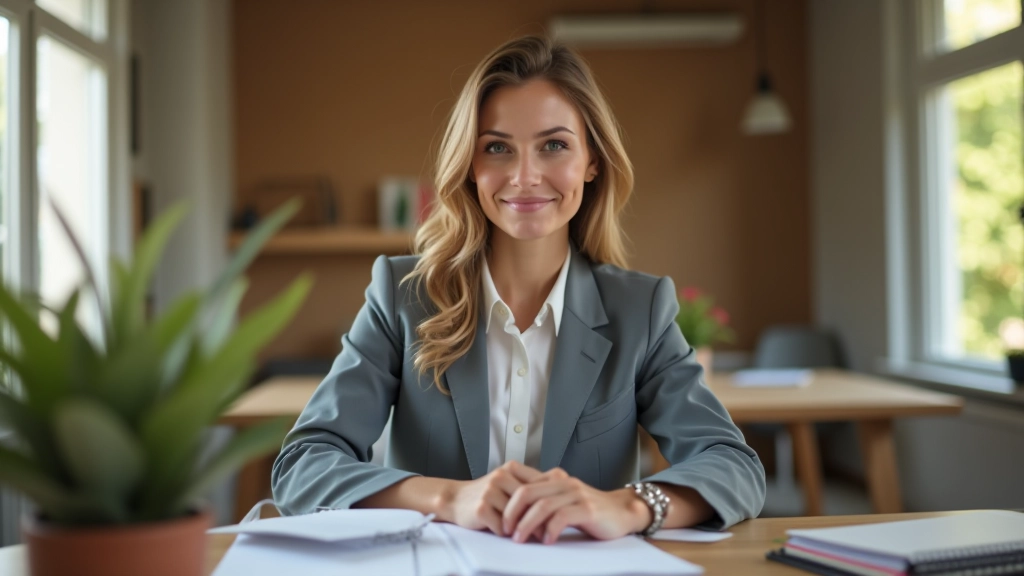 Femme consultant des documents financiers et des graphiques sur un bureau organisé